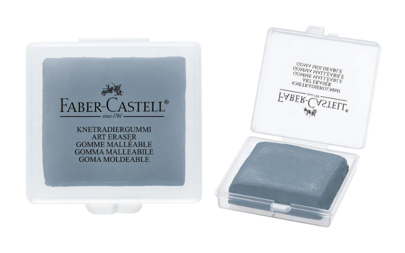 Gomme mie de pain Faber Castell, utilisée pour éclaircir l'esquisse à l'aquarelle.